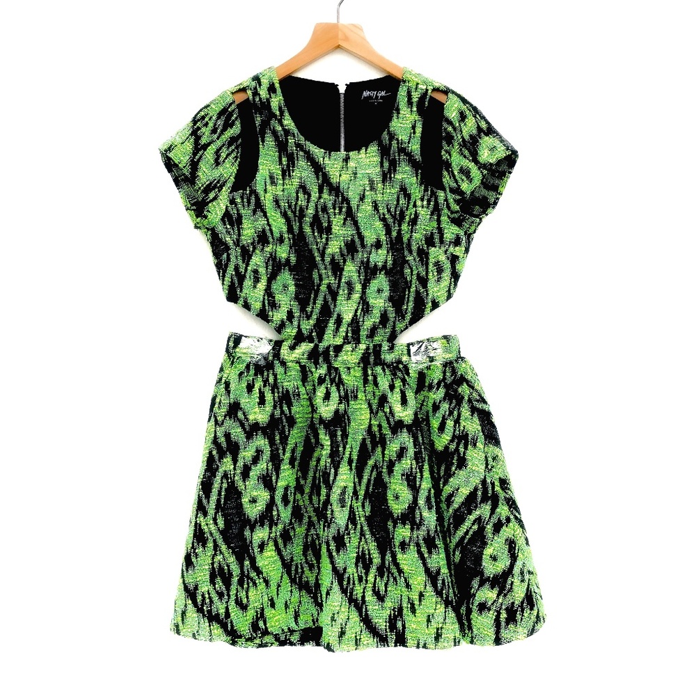 Nasty Gal Green and Black Cutout Mini Dress